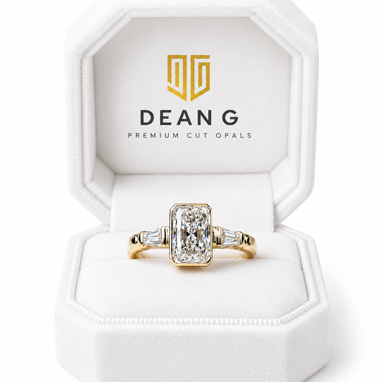 14K Gold 1.51ct Radiant-Cut Diamond Ring with Baguette Side Stones