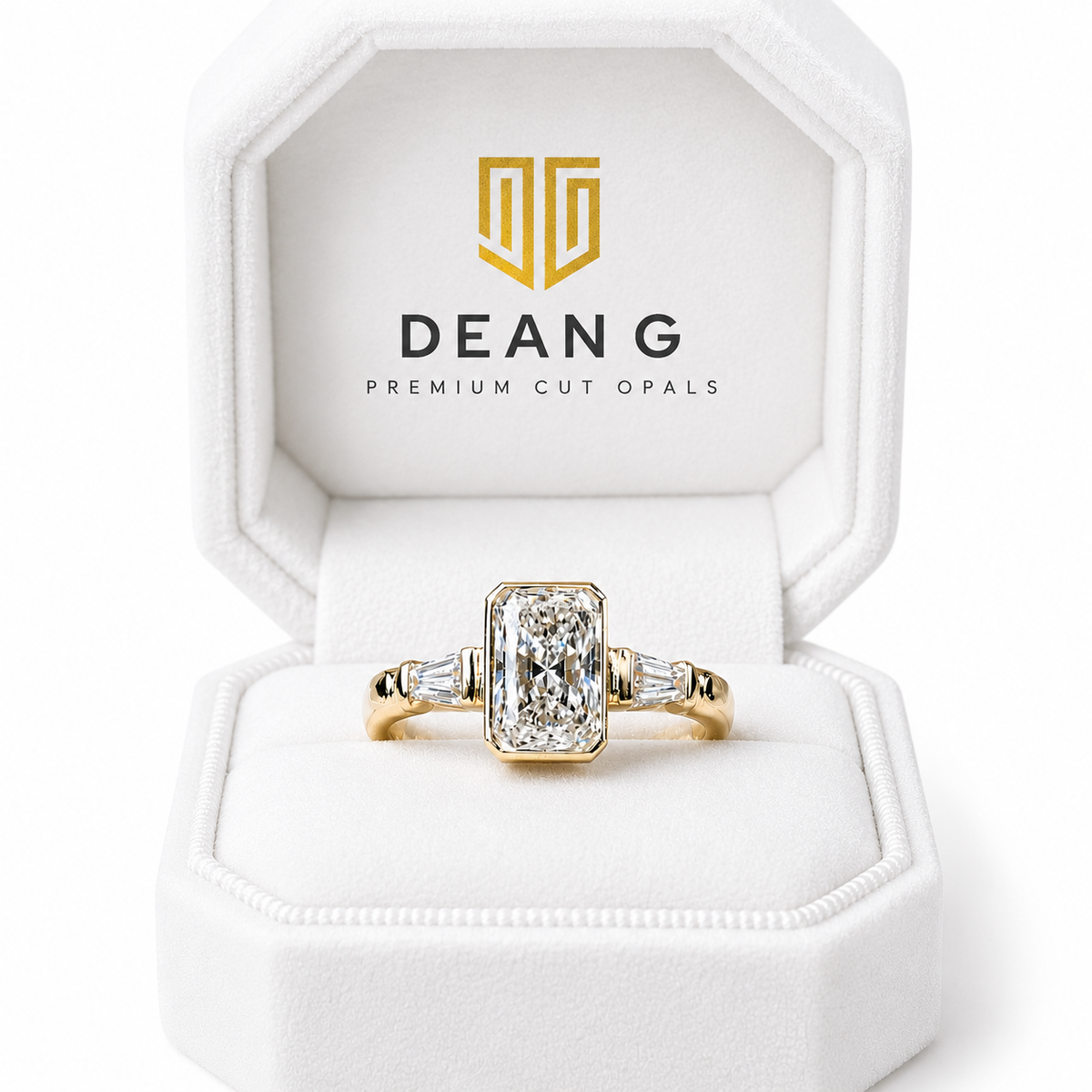 14K Gold 1.51ct Radiant-Cut Diamond Ring with Baguette Side Stones