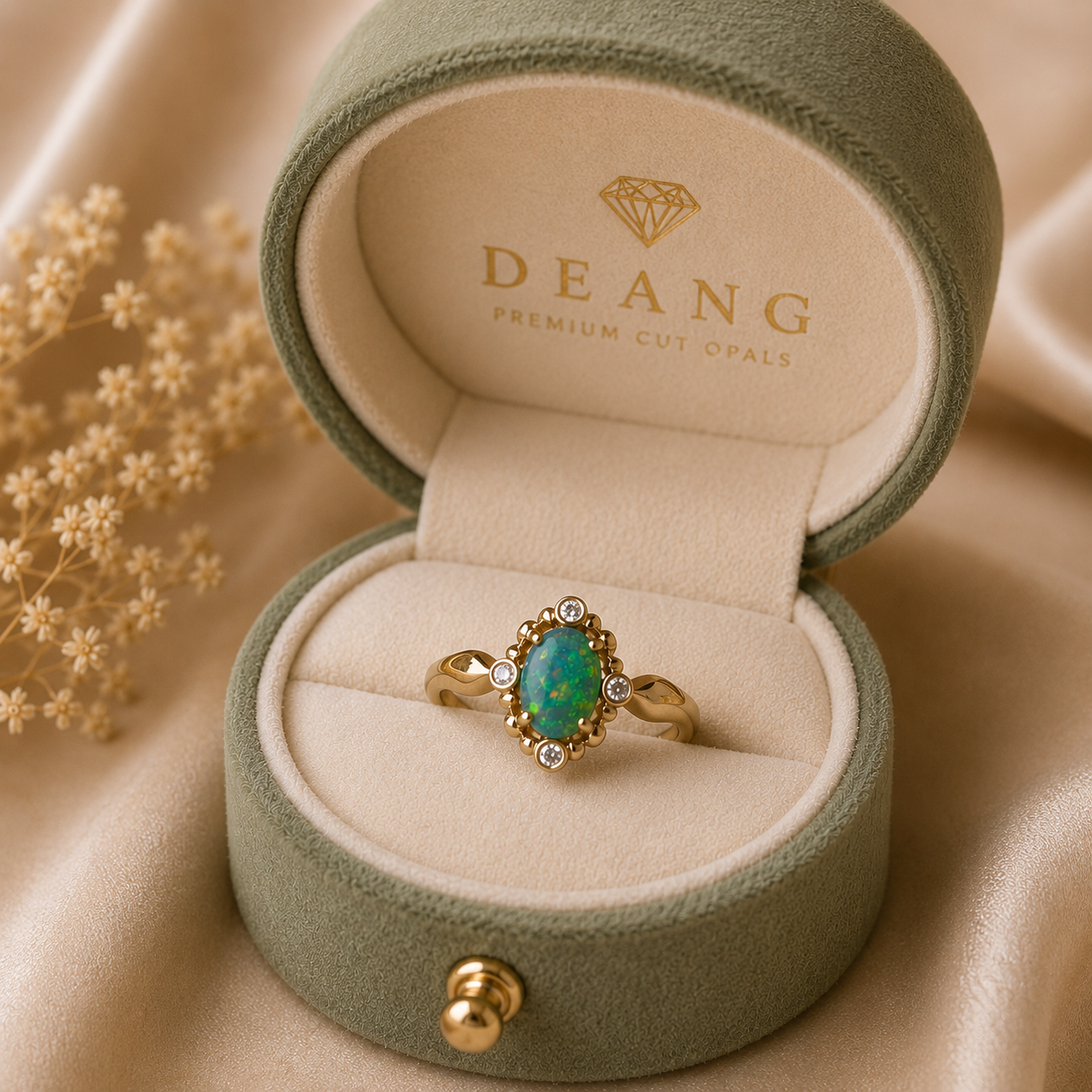 Divine 14K Gold Australian Black Opal Ring