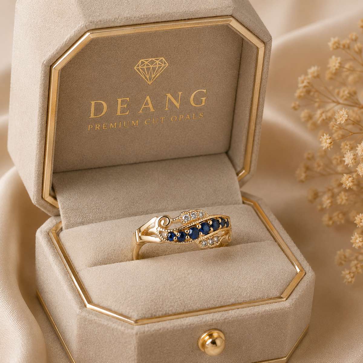 9k Yellow Gold Sapphire And Diamond Eternity Ring
