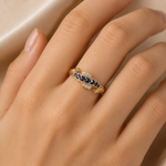 9k Yellow Gold Sapphire And Diamond Eternity Ring