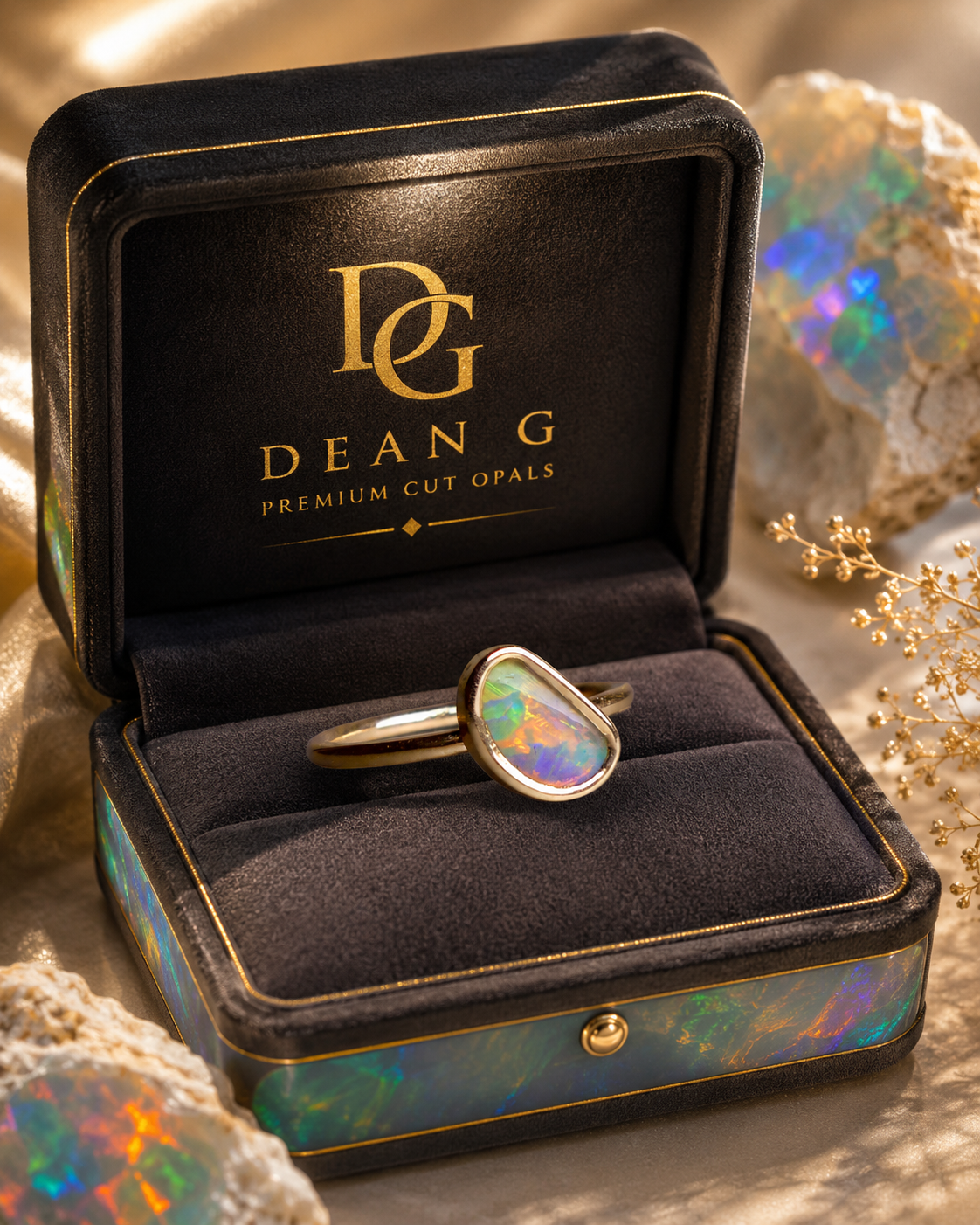 Elegant 9k Gold Australian Crystal Opal Ring