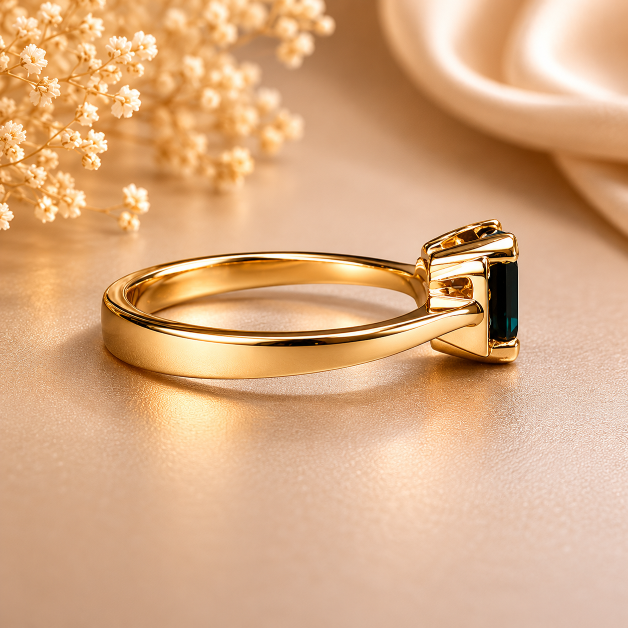 Elegant 10k Gold Australian Sapphire & Diamond Ring