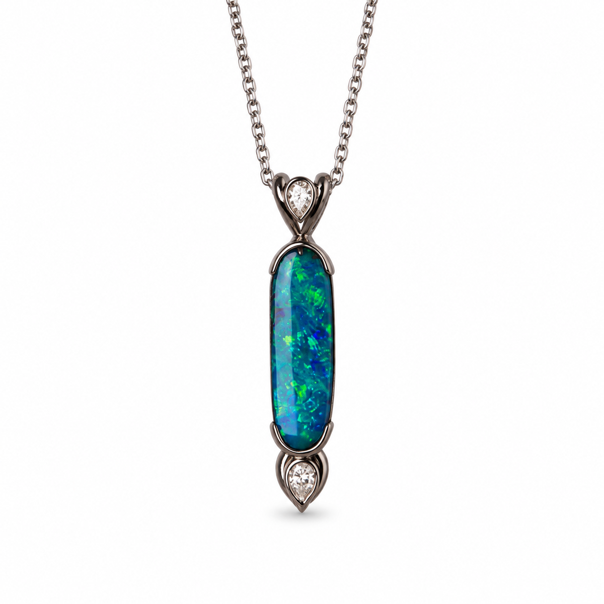 Stunning 18k White Gold Australian Boulder Opal Pendant