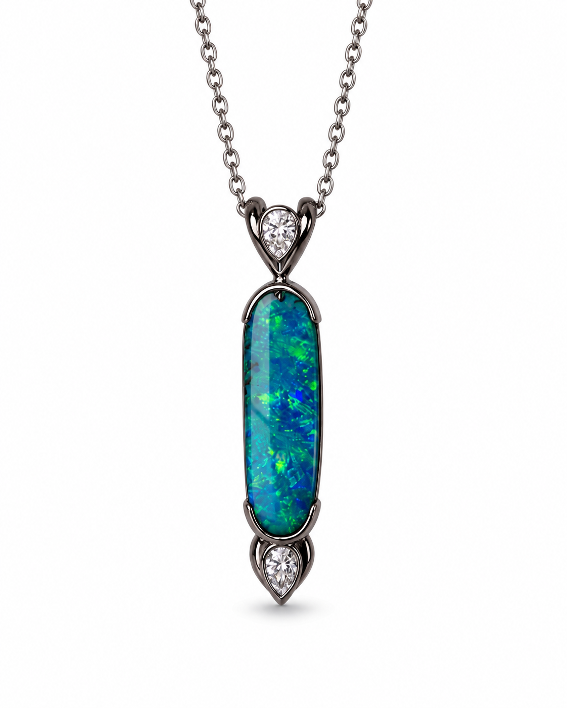 Stunning 18k White Gold Australian Boulder Opal Pendant