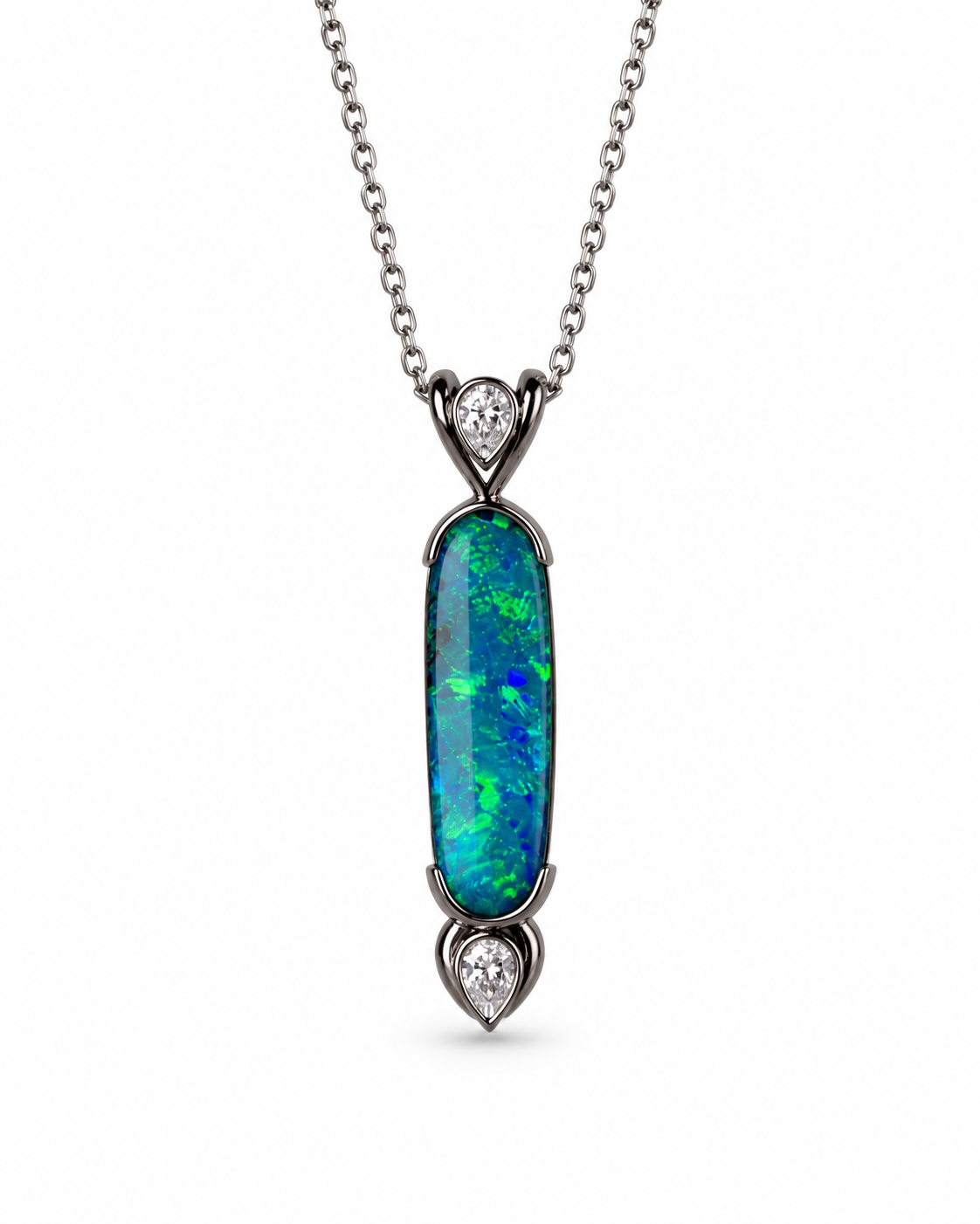 Stunning 18k White Gold Australian Boulder Opal Pendant