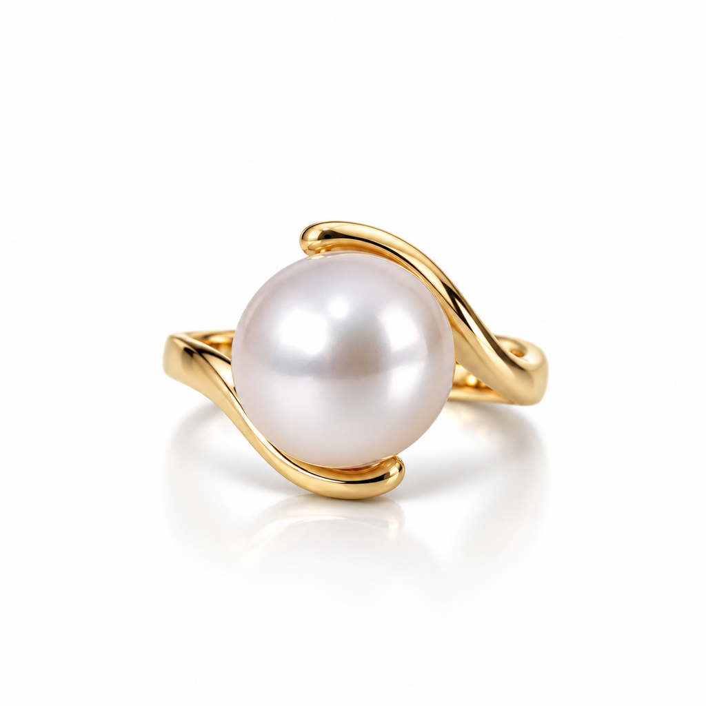 14K Yellow Gold  South Sea Pearl Ring – Contemporary Design