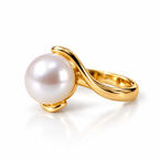 14K Yellow Gold  South Sea Pearl Ring – Contemporary Design
