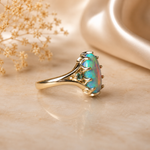 Stunning 10K Gold Australian Crystal Opal & Sapphire Ring