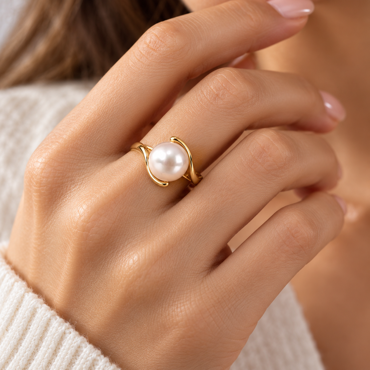 14K Yellow Gold  South Sea Pearl Ring – Contemporary Design