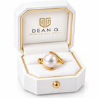 14K Yellow Gold  South Sea Pearl Ring – Contemporary Design