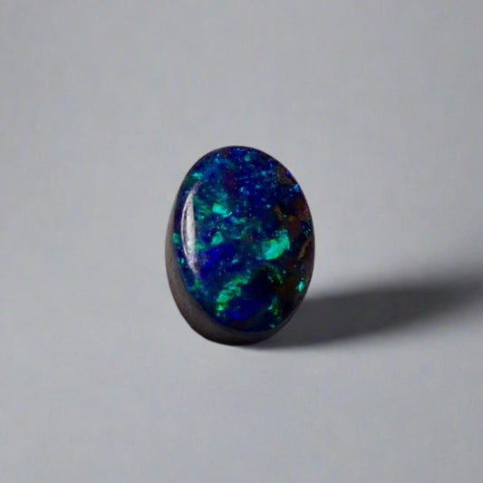 Beautiful Australian Boulder Opal, expertly sourced and cut, ready for your custom ring. Stunning greens and blues add natural beauty to your collection.

Origin- Ethically mined in Queensland Australia

Opal Weight- 0.9ct

Size- 6.7 x 5mm

Ready to be set into your one of a kind piece of jewellery
