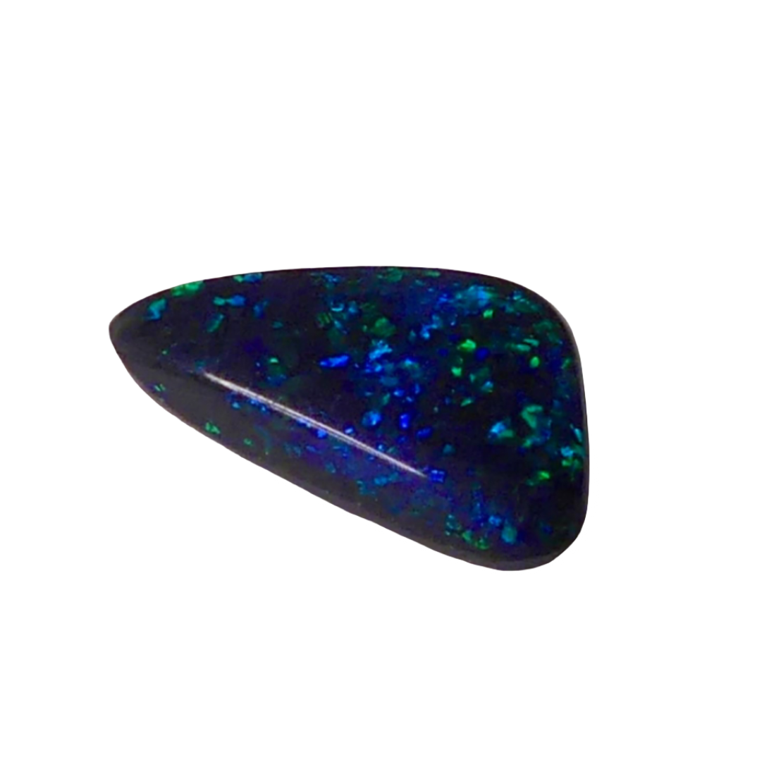 This 2.5ct Australian Black Opal features expert cutting and polishing, showcasing gorgeous green and blue colors. A truly rare and exquisite gemstone, this opal is a beautiful representation of nature. Perfect for jewelry setting or collection.

Origin- Ethically Mined in Lightning Ridge Australia

Opal Weight- 2.55ct Australian Black Opal

Size- 13.2 x 8.1mm

Ready to be set into a beautiful ring or Pendant design