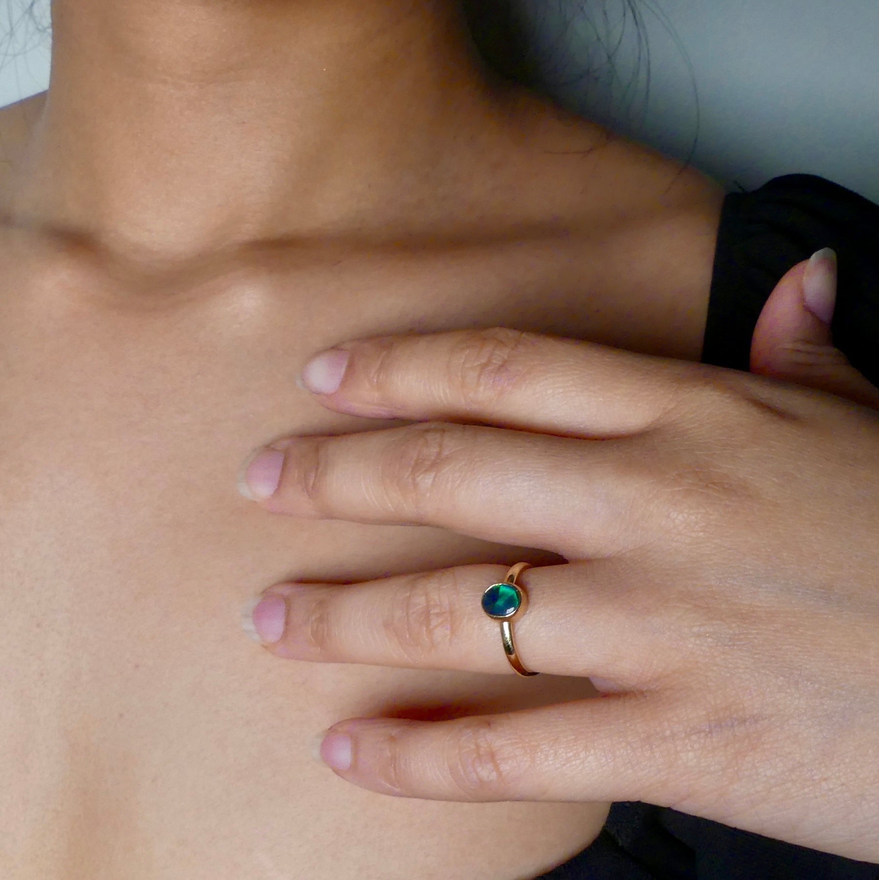 Discover our stunning Lightning Ridge Black Opal Gold Ring, crafted by expert Australian artisans. This rare gemstone is known for its breathtaking colors and exclusivity.

Origin- Lightning Ridge Australia

Opal Weight- 0.5ct Lightning Ridge Black Opal

Setting- 9K Gold Bezel Set

Size- Ring Size 6 1/4us

Handcrafted and Designed by passionate Australian Artisans
