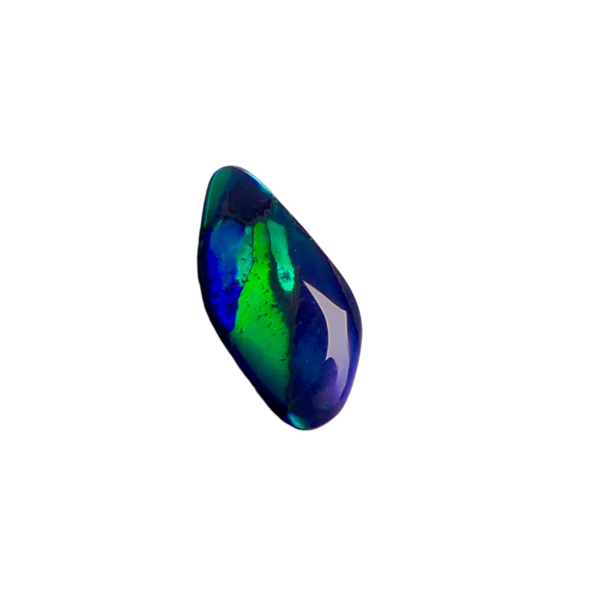Discover the beauty of the unique 3.5ct Australian Black Opal. With its rare pattern exhibiting stunning blues and greens, this opal is truly one of a kind. Add a touch of rarity and elegance to your collection.

Origin- Lightning Ridge Australlia

Opal Weight- 3.5ct Australian Black Opal

Size- 15.8x8mm

Cut- Freeform cabochon
