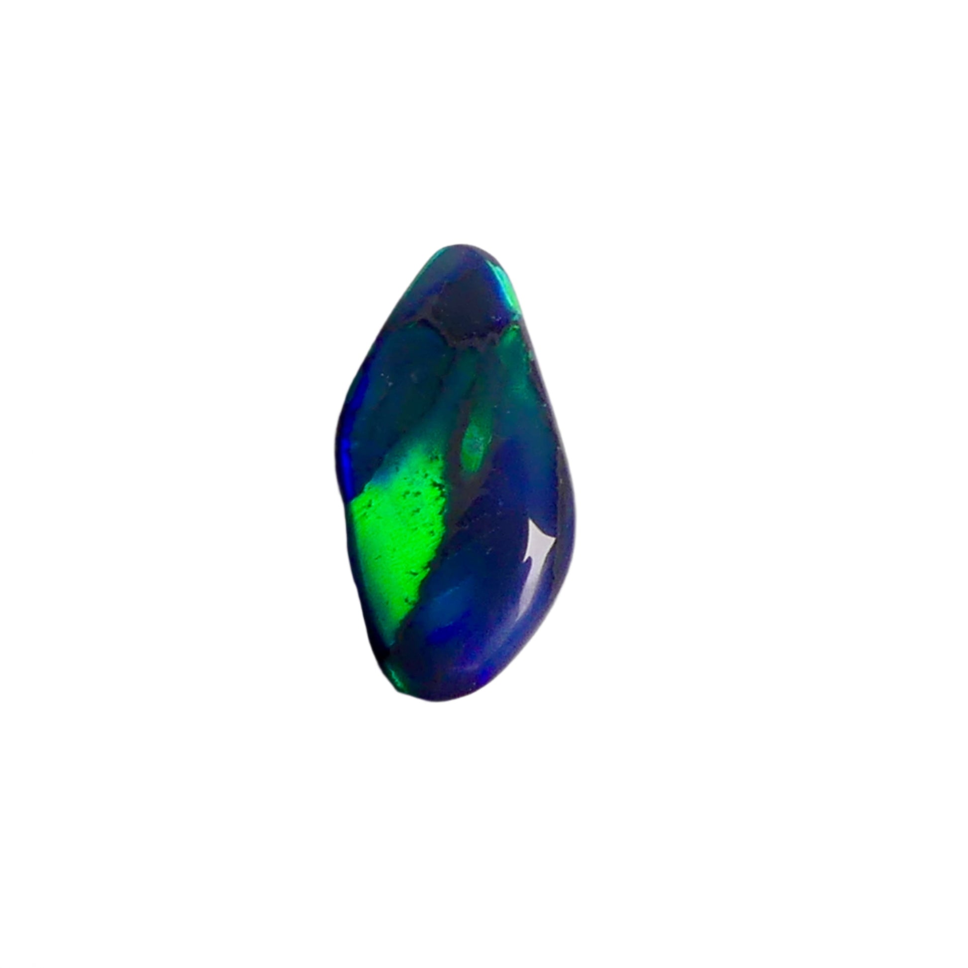 Discover the beauty of the unique 3.5ct Australian Black Opal. With its rare pattern exhibiting stunning blues and greens, this opal is truly one of a kind. Add a touch of rarity and elegance to your collection.

Origin- Lightning Ridge Australlia

Opal Weight- 3.5ct Australian Black Opal

Size- 15.8x8mm

Cut- Freeform cabochon
