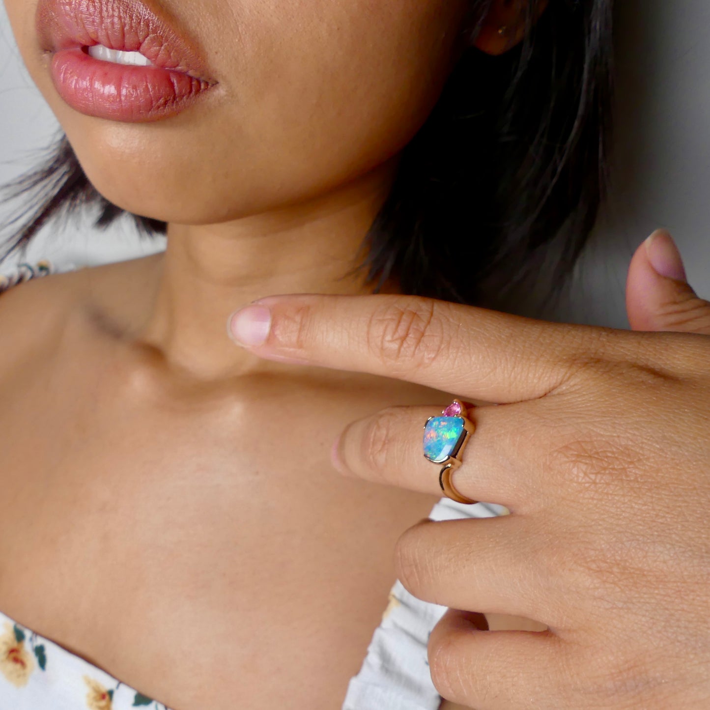 Elegant 9k Gold Australian Boulder Opal Ring