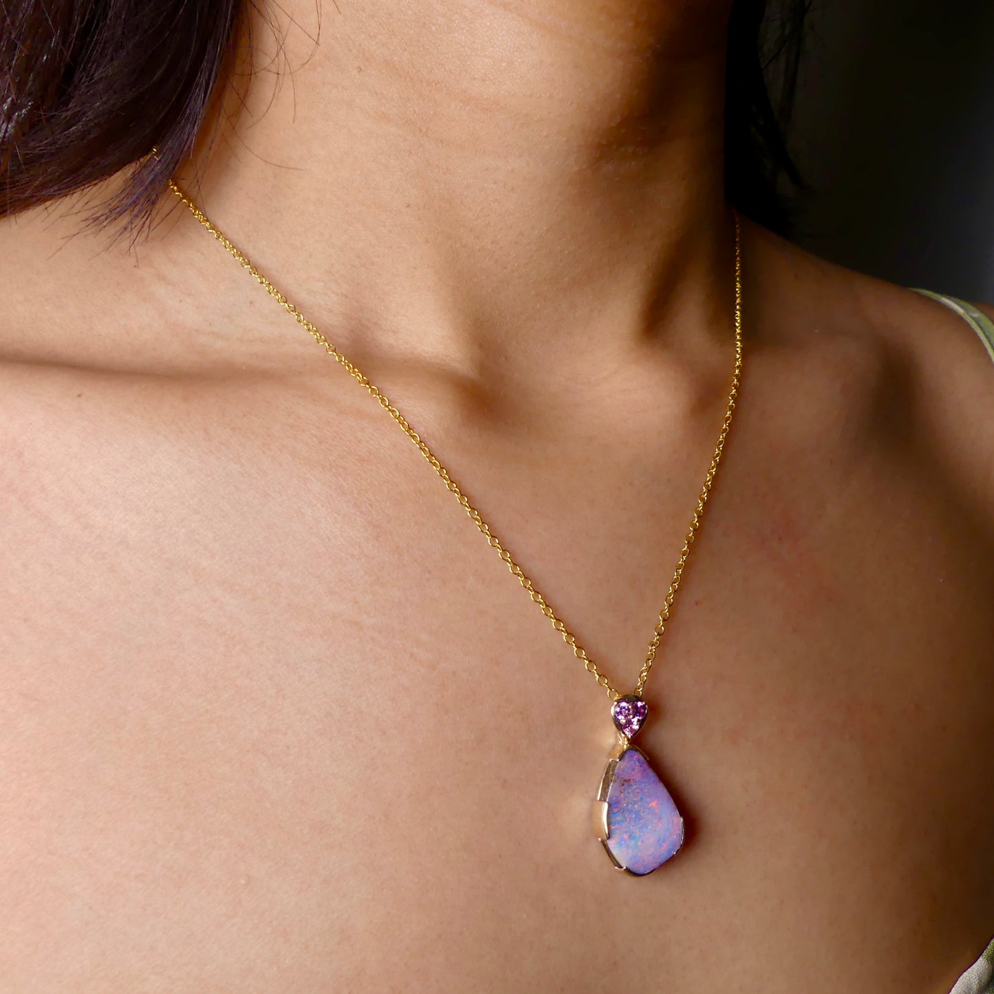 Amazing 9k Gold Australian Boulder Opal Pendant