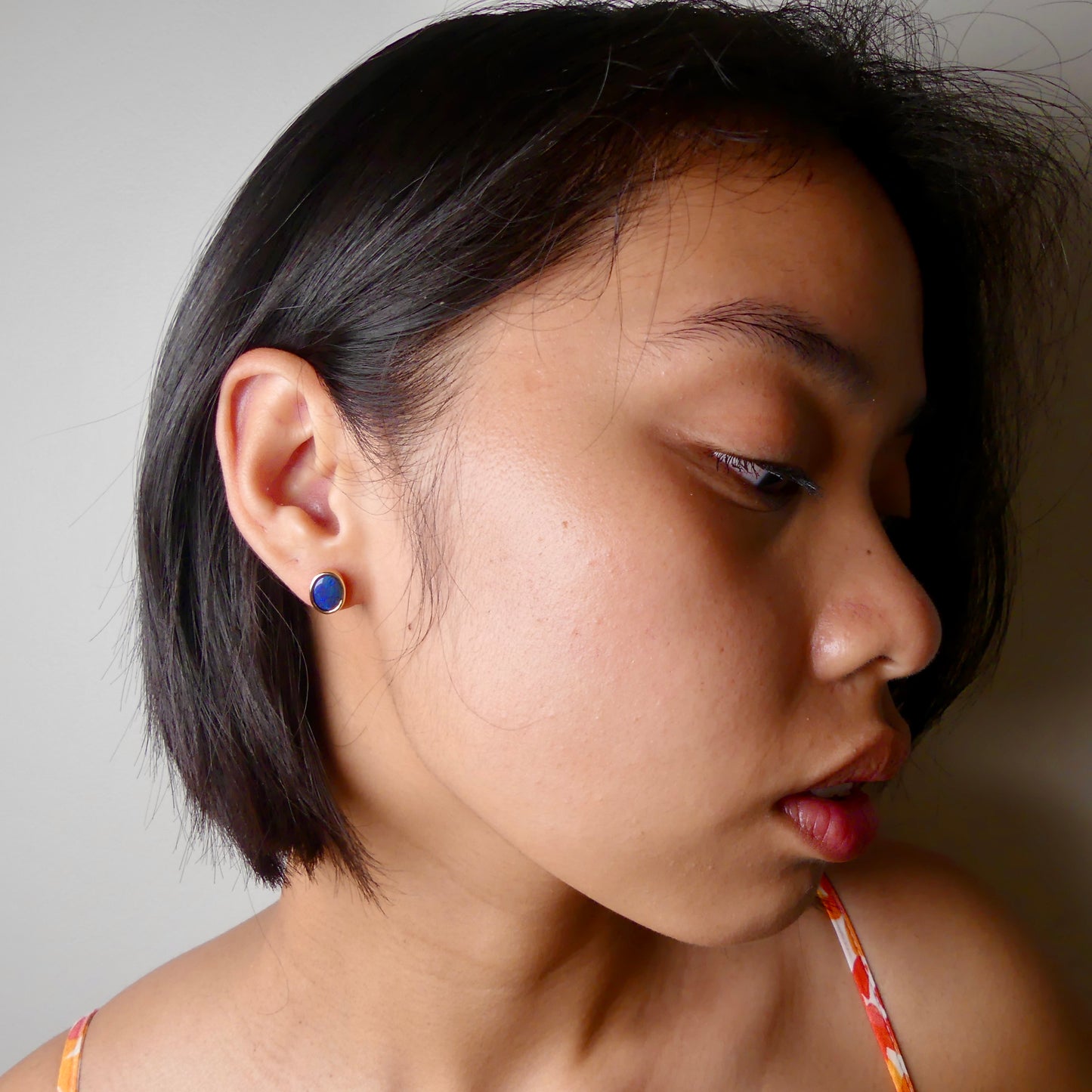 Australian Opal Earrings Elegant 14k Gold with Lightning Ridge Black Opal