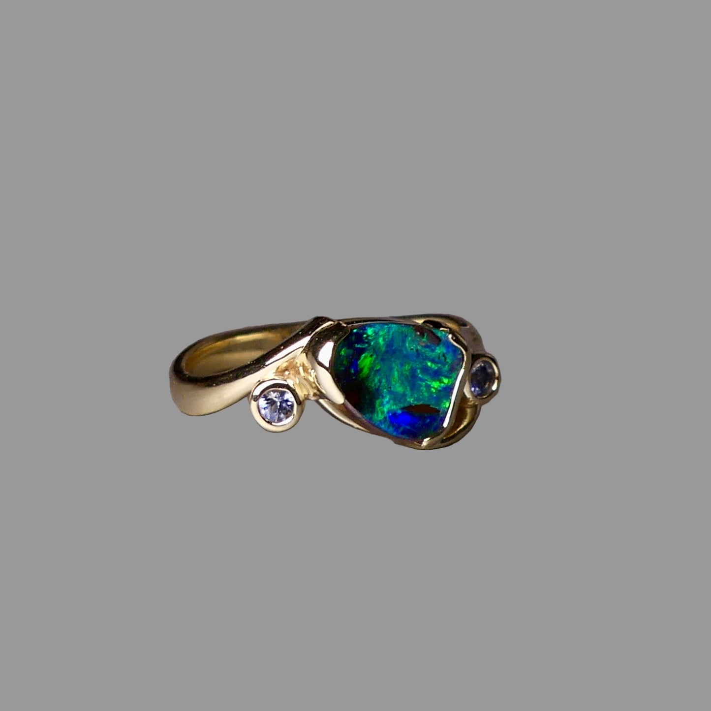 Stunning 14k Gold Australian Boulder Opal Ring