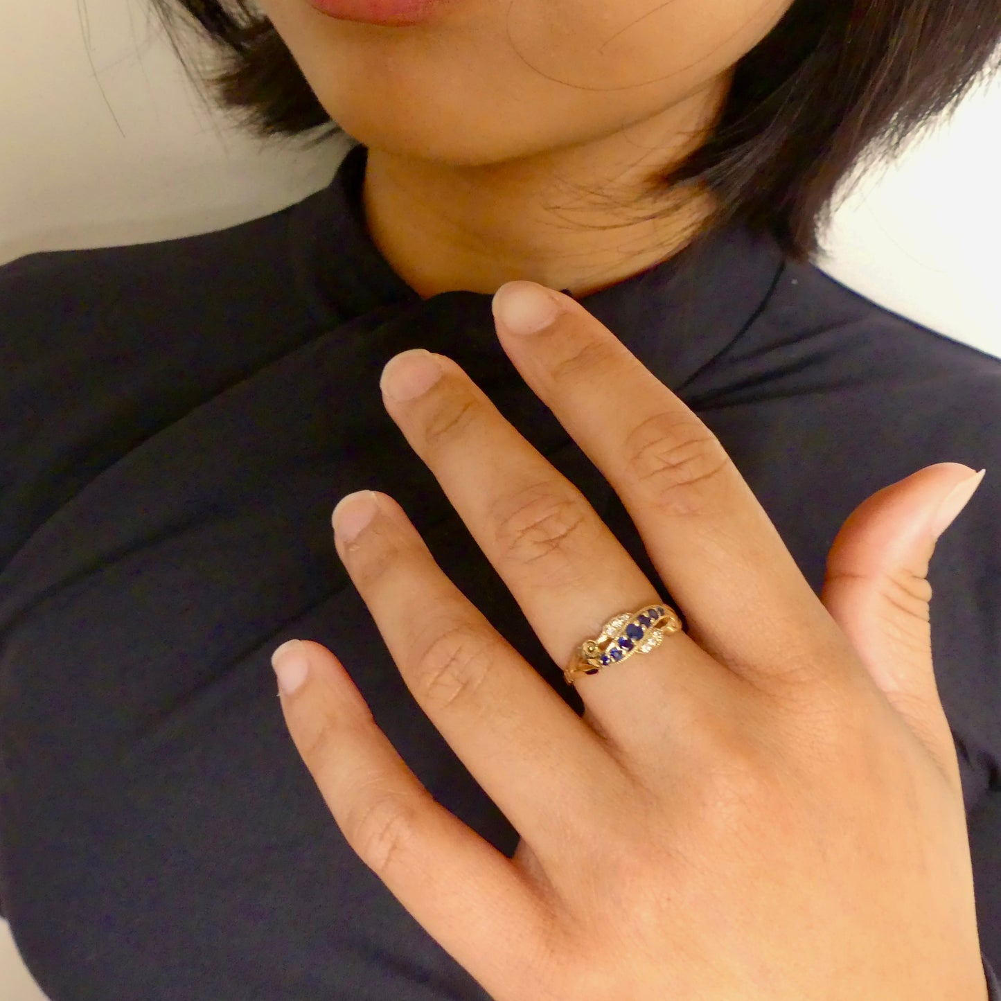 9ct Yellow Gold Sapphire And Diamond Eternity Ring