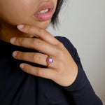 9k Rose Gold Moissenite And Ruby Ring