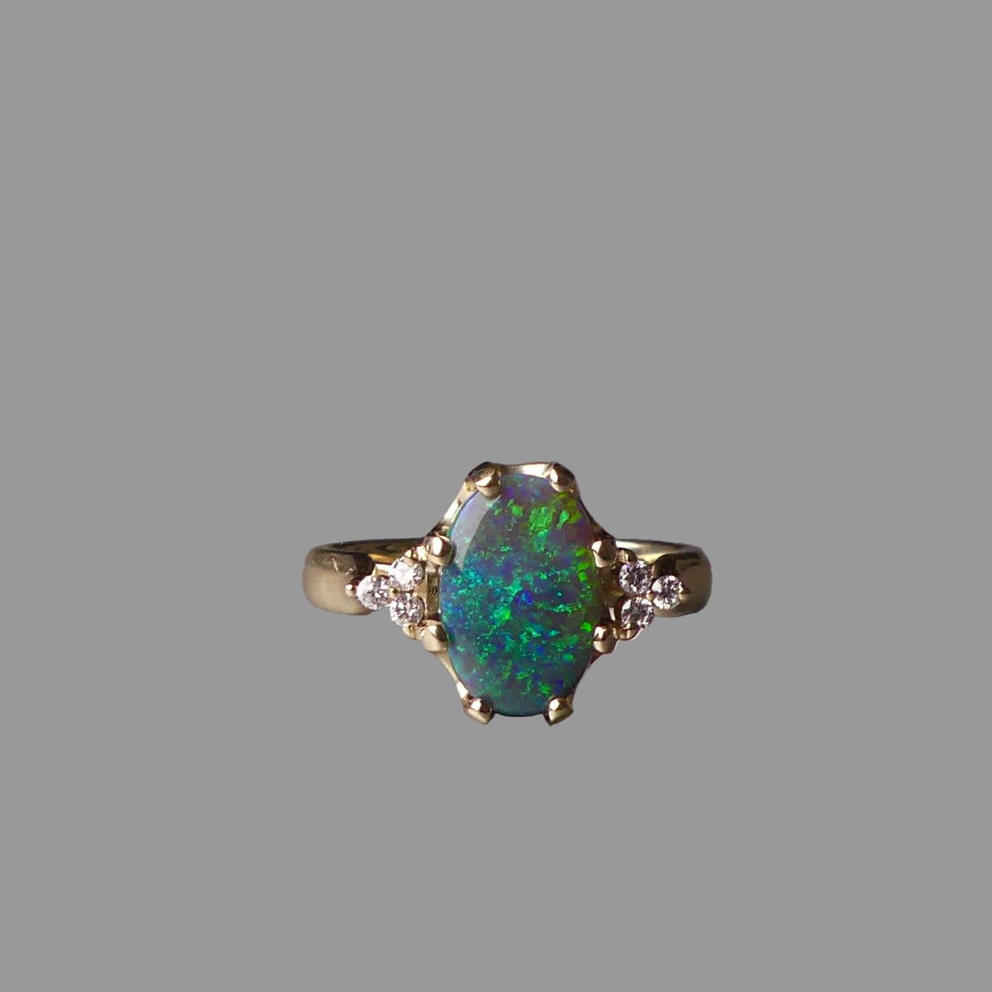 Beautiful 14k Gold Australian Black Opal Ring