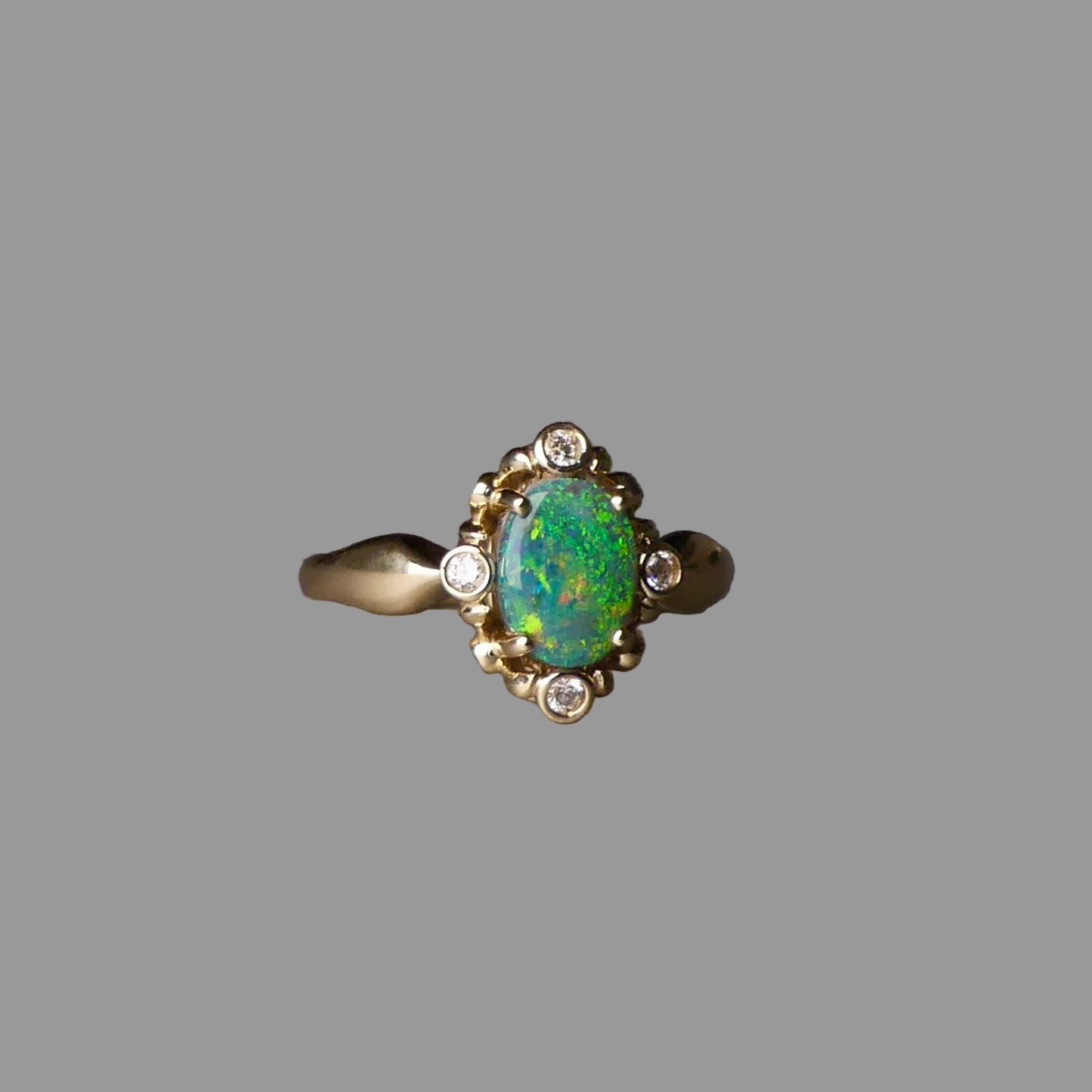Divine 14K Gold Australian Black Opal Ring