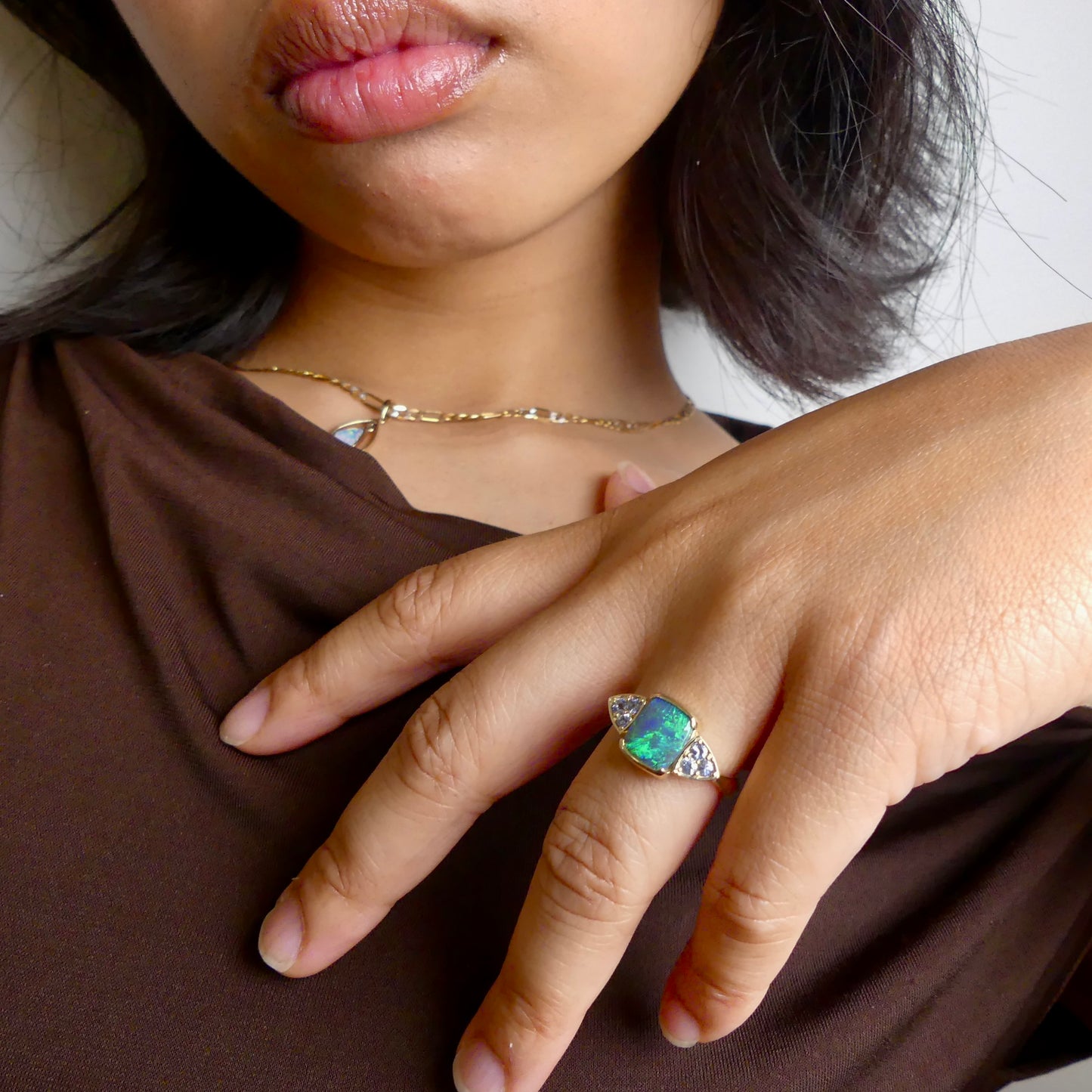 Stunning 14k Gold Australian Black Opal Ring