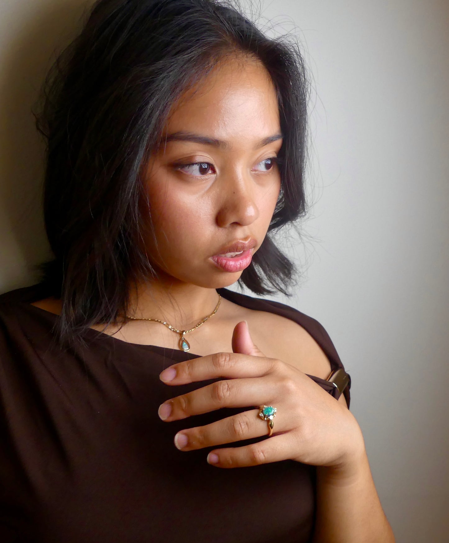 Divine 14K Gold Australian Black Opal Ring