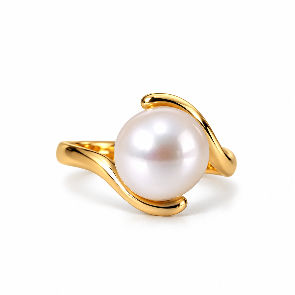 14K Yellow Gold  South Sea Pearl Ring – Contemporary Design