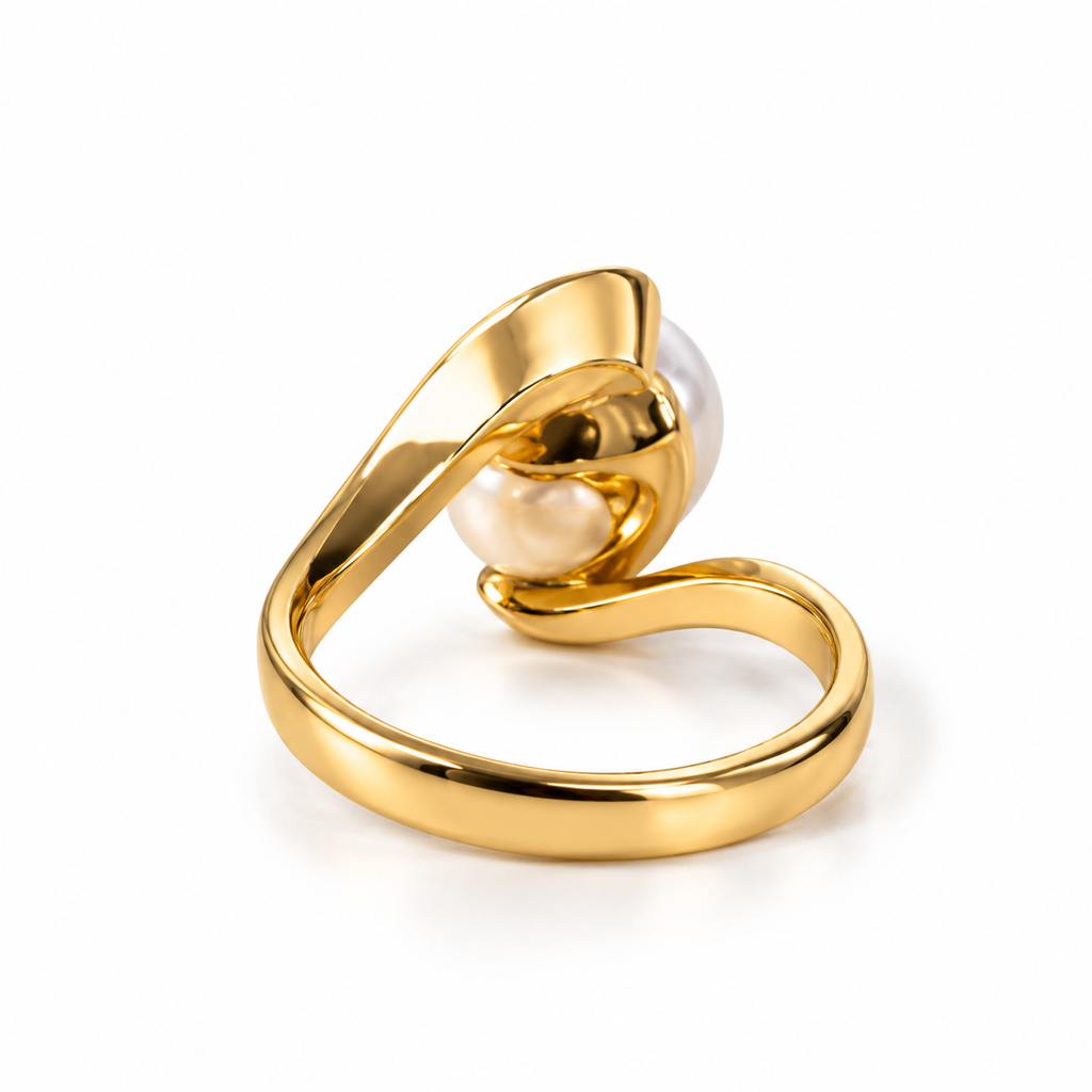 14K Yellow Gold  South Sea Pearl Ring – Contemporary Design