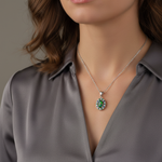 AI Photoshoot — Luxurious White Gold Pendant with Black Opal, Diamonds, Emeralds & Sapphires lifestyle cover