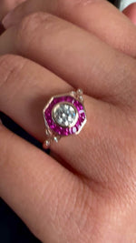 9k Rose Gold Moissenite And Ruby Ring