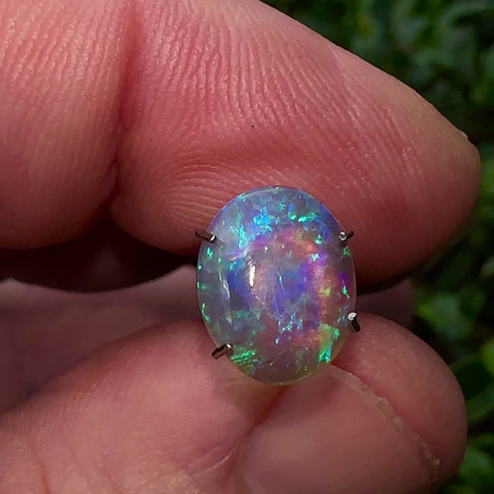 Lightning Ridge Crystal Opal – a mesmerizing gem that exudes an enchanting blend of bold blues, this opulent beauty showcases the splendor of nature.

Origin- Ethically mined in Lightning Ridge Australia

Weight- 1.7ct

Size- 11 x 9mm